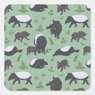 Malayan Tapir Green Jungle Zoo Party Favor Square Sticker