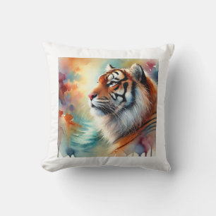 Malayan tiger 231024AREF143 - Watercolor Throw Pillow