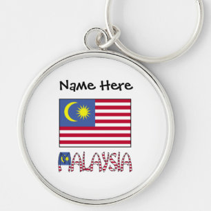 Malaysia and Malaysian Flag with Your Name Keychain