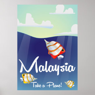Malaysia Cartoon travel poster