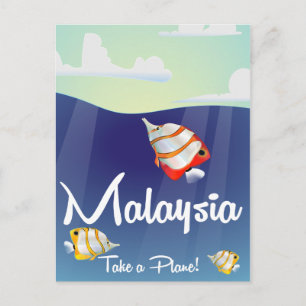 Malaysia Cartoon travel poster Postcard