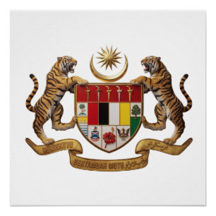 Malaysia country coat arms symbol emblem flag tige poster