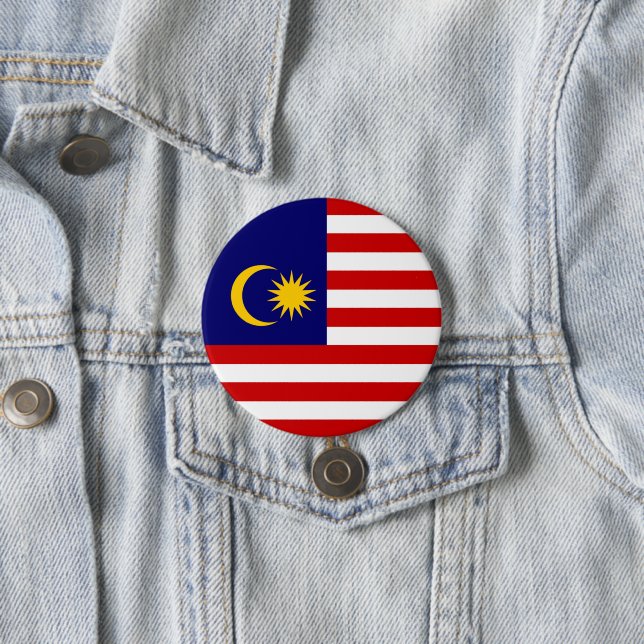 Malaysia flag 3 inch round button (In Situ)