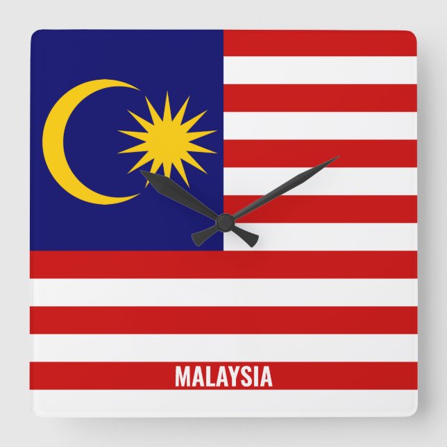 Malaysia Flag Dazzling Patriotic Square Wall Clock (Front)
