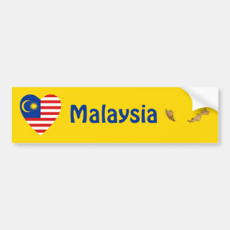Malaysia Flag Heart + Map Bumper Sticker