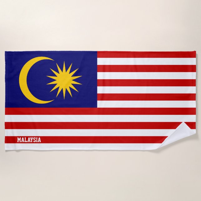 Malaysia Flag Splendid Patriotic Beach Towel (Front)