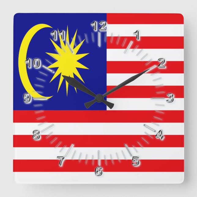 Malaysia flag square wall clock (Front)
