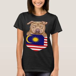 Malaysia Flag Usa Staffordshire Terrier Dog In Poc T-Shirt
