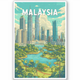 Malaysia Illustration Travel Art Vintage