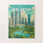 Malaysia Illustration Travel Art Vintage Jigsaw Puzzle<br><div class="desc">Malaysia retro vector travel design. From Kuala Lumpur’s skyline and the cultural charm of Penang to the pristine beaches of Langkawi and wildlife-rich Borneo,  Malaysia offers an unforgettable mix of nature,  culture,  and adventure.</div>