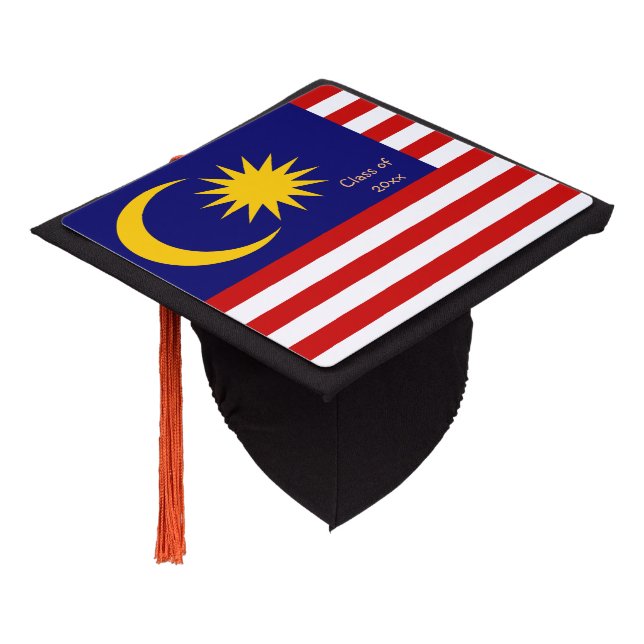 Malaysia & Malay Flag - Students / University Graduation Cap Topper (Angled)