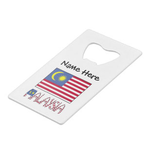 Malaysia Malaysian Flag Black Personalization Credit Card Bottle Opener