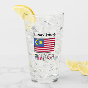 Malaysia Malaysian Flag Black Personalization  Glass