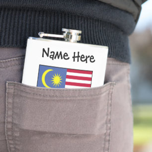 Malaysia Malaysian Flag Black Personalization Hip Flask