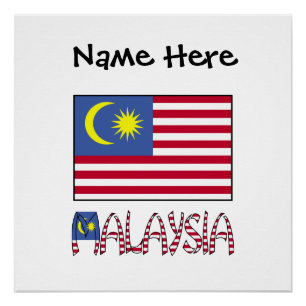 Malaysia Malaysian Flag Black Personalization  Poster