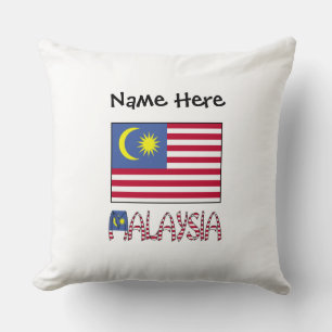 Malaysia Malaysian Flag Black Personalization Throw Pillow