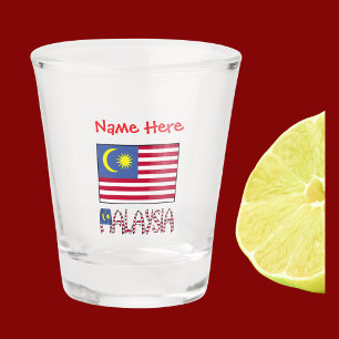 Malaysia Malaysian Flag Red Personalized Shot Glass