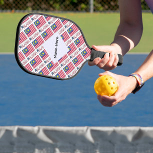 Malaysia Malaysian Flag Tiled Black Personalizatio Pickleball Paddle