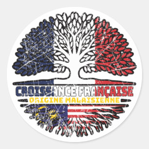 Malaysia Malaysian French France Tree Roots Flag Classic Round Sticker