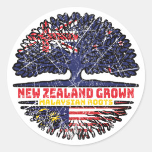 Malaysia Malaysian New Zealander New Zealand Tree Classic Round Sticker