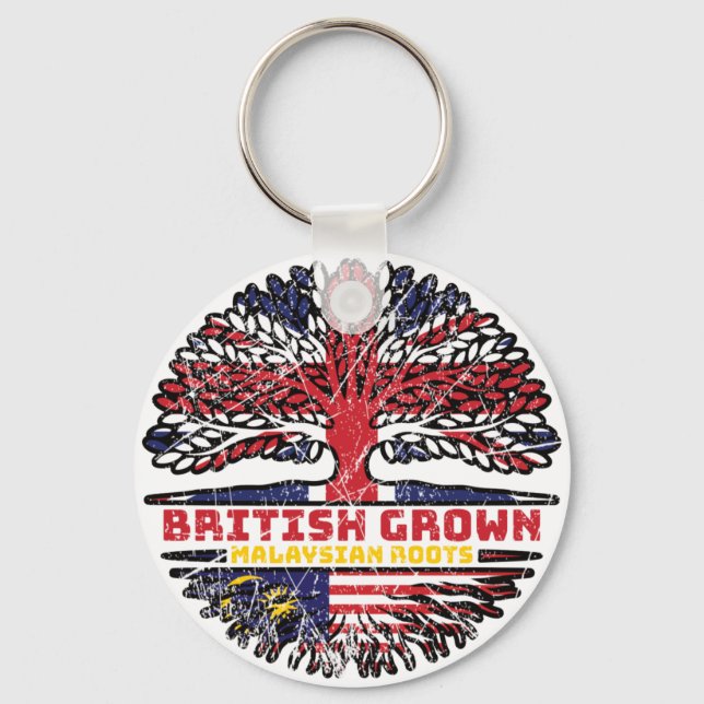 Malaysia Malaysian Uk United Kingdom British Tree Keychain (Front)