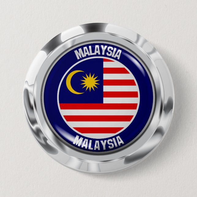 Malaysia Round Emblem 3 Inch Round Button (Front)