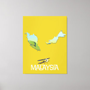 Malaysia Travel map Canvas Print