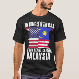Malaysian American Patriot Grown Proud Home Heart T-Shirt
