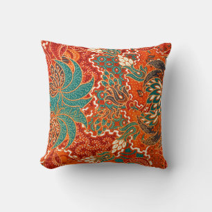Malaysian Batik: Beautiful Art Pattern. Throw Pillow