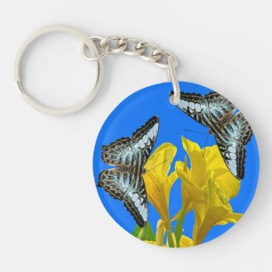 Malaysian blue clipper butterflies Keychain