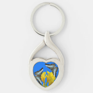 Malaysian blue clipper butterflies on Canna King Keychain