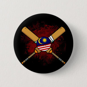 Malaysian Cricket Racket And Ll Flag Of Malaysia  2 Inch Round Button
