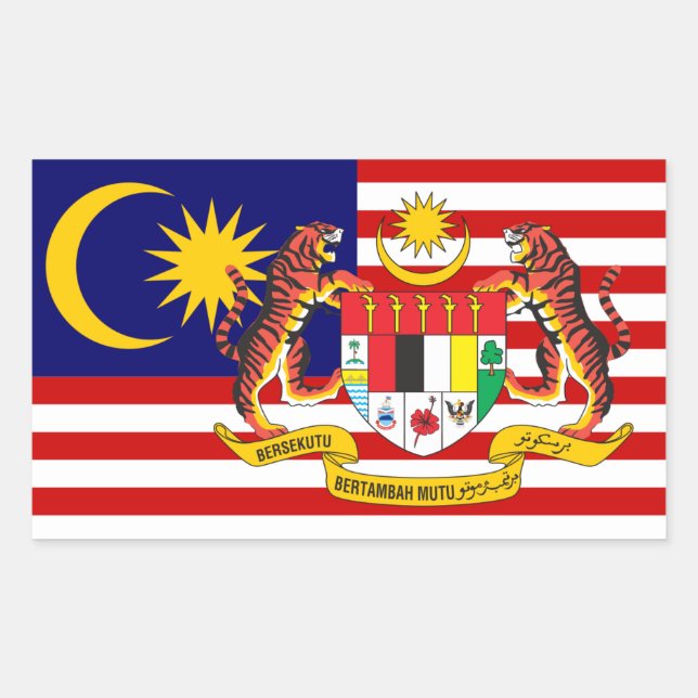 Malaysian Flag & Coat of Arms, Flag of Malaysia Sticker (Front)