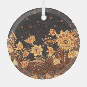 Malaysian Indonesian Batik Art Beauty Glass Ornament