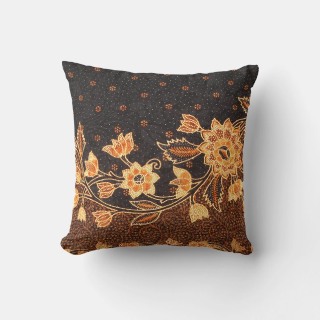 Malaysian Indonesian Batik Art Beauty Throw Pillow (Front)