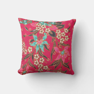 Malaysian Indonesian Batik Art Pattern Throw Pillow