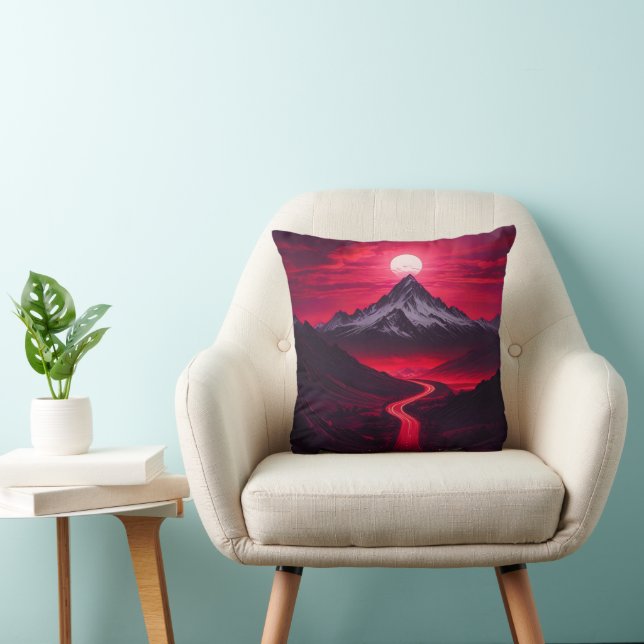 Malaysian Sunset Mountain Scene Throw Pillow (Chair)