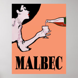 Malbec Wine Vintage Lady Posters