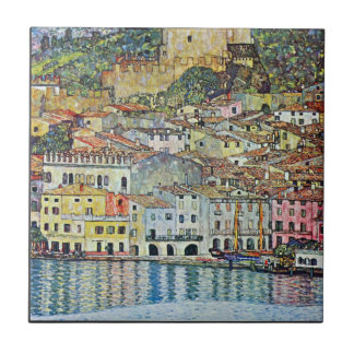 Malcena at the Gardasee by Gustav Klimt Tile