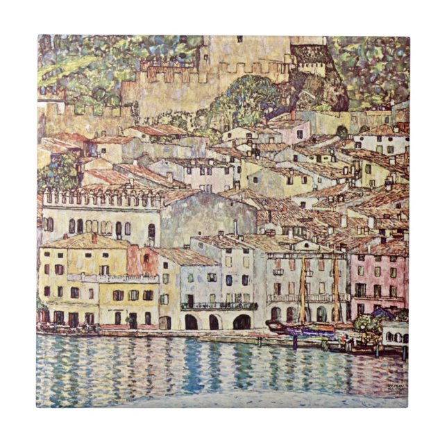 Malcesine at Lake Garda by Gustav Klimt Tile (Front)