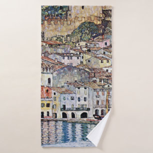 Malcesine at Lake Garda, Gustav Klimt Bath Towel