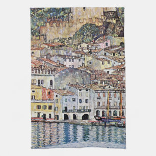Malcesine at Lake Garda, Gustav Klimt Kitchen Towel