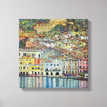 Malcesine on Lake Garda By Gustav Klimt Canvas Print<br><div class="desc">Malcesine on Lake Garda (1913) by Gustav Klimt is a vintage Victorian Era Art Nouveau fine art symbolism painting. A beautiful view of the Italian city of Malcesine with buildings and houses on the edge of the harbour. The homes and boats cast a reflection in the calm water. You can...</div>