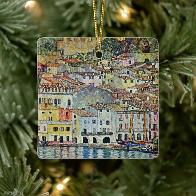 Malcesine on Lake Garda By Gustav Klimt Ceramic Ornament (Tree)