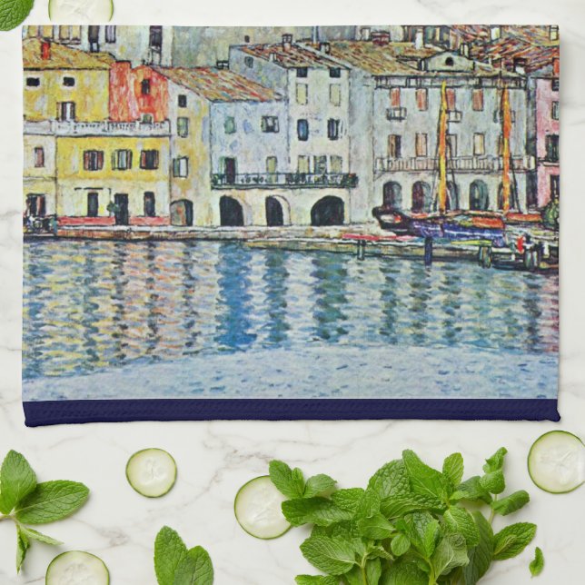 Malcesine on Lake Garda By Gustav Klimt Kitchen Towel (Folded)