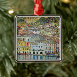 Malcesine on Lake Garda By Gustav Klimt Metal Ornament<br><div class="desc">Malcesine on Lake Garda (1913) by Gustav Klimt is a vintage Victorian Era Art Nouveau fine art symbolism painting. A beautiful view of the Italian city of Malcesine with buildings and houses on the edge of the harbor. The homes and boats cast a reflection in the calm water. You can...</div>