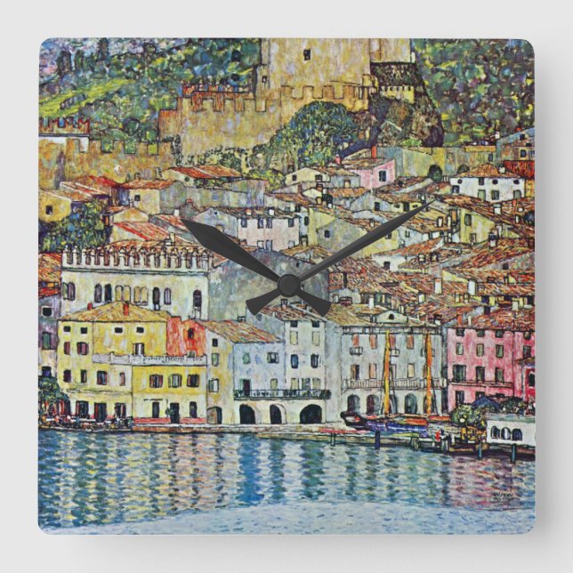 Malcesine on Lake Garda By Gustav Klimt Square Wall Clock (Front)