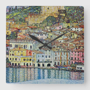Malcesine on Lake Garda By Gustav Klimt Square Wall Clock