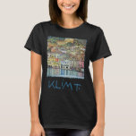 Malcesine on Lake Garda By Gustav Klimt T-Shirt<br><div class="desc">Malcesine on Lake Garda (1913) by Gustav Klimt is a vintage Victorian Era Art Nouveau fine art symbolism painting. A beautiful view of the Italian city of Malcesine with buildings and houses on the edge of the harbour. The homes and boats cast a reflection in the calm water. You can...</div>