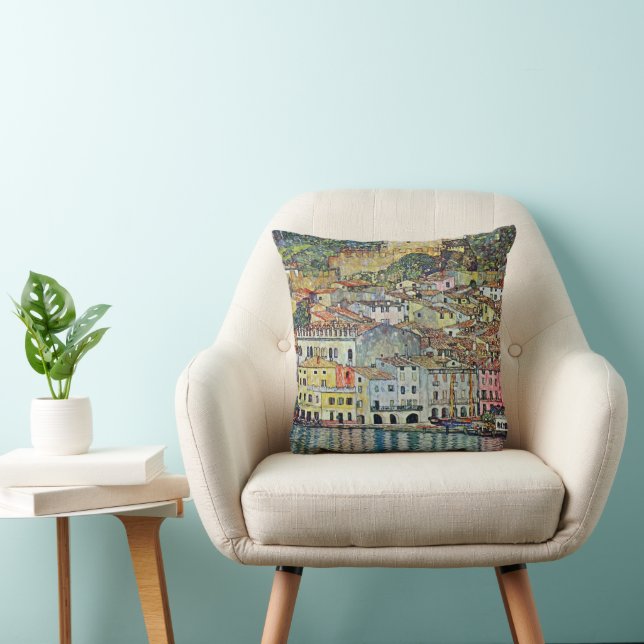 Malcesine on Lake Garda By Gustav Klimt Throw Pillow (Chair)